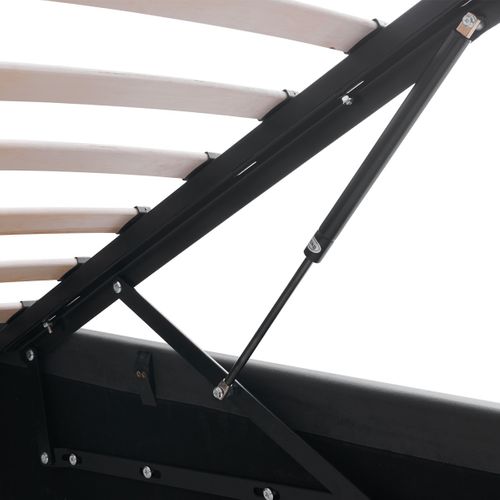 Lit Coffre Adulte 160x200 Cm Avec Tête De Lit Matelassée En Velours Gris Foncé Et Sommier - Tina