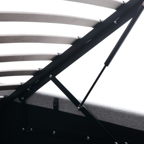 Lit Coffre Adulte 160x200 Cm Avec Tête De Lit Matelassée En Tissu Gris Et Sommier - Tina