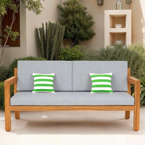 Canapé De Jardin 2 Places En Bois Fsc - Coussins Gris Chiné - Palau