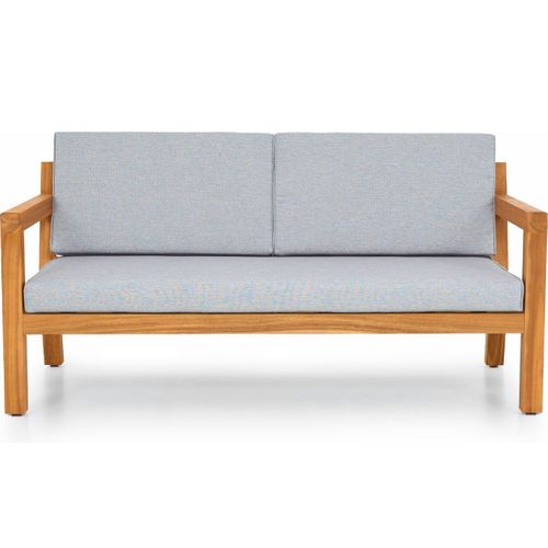 Canapé De Jardin 2 Places En Bois Fsc - Coussins Gris Chiné - Palau