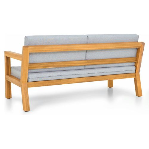 Canapé De Jardin 2 Places En Bois Fsc - Coussins Gris Chiné - Palau