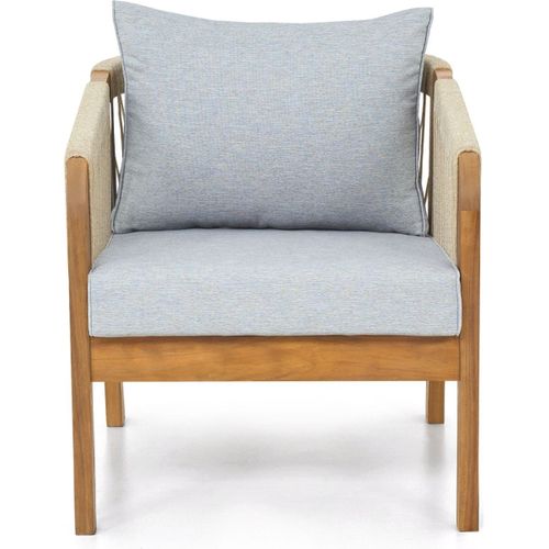 Lot De 2 Fauteuils De Jardin En Bois Fsc - Coussins Gris Chiné - Symi