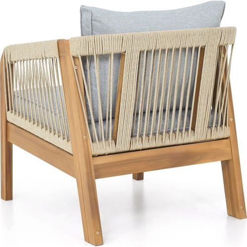 Lot De 2 Fauteuils De Jardin En Bois Fsc - Coussins Gris Chiné - Symi