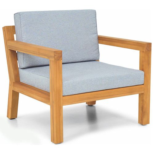 Fauteuil De Jardin En Bois Fsc - Coussins Gris Chiné - Palau