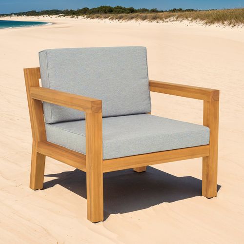 Fauteuil De Jardin En Bois Fsc - Coussins Gris Chiné - Palau