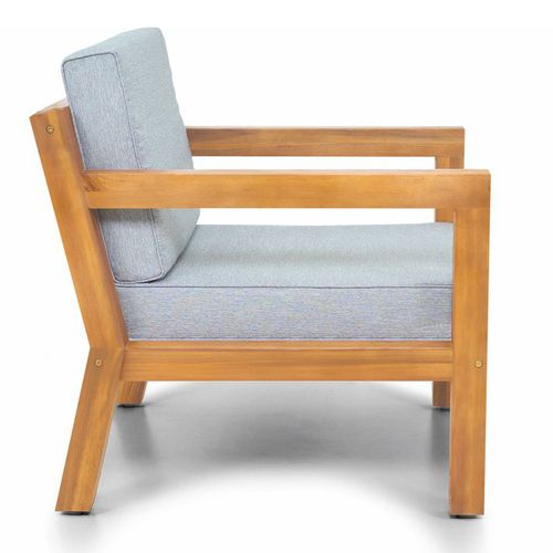 Fauteuil De Jardin En Bois Fsc - Coussins Gris Chiné - Palau