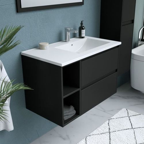 Ensemble , Set De Salle De Bain 80, Vanity+vasque+miroir Et Colonne
