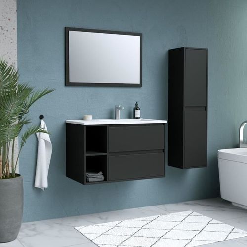 Ensemble , Set De Salle De Bain 80, Vanity+vasque+miroir Et Colonne