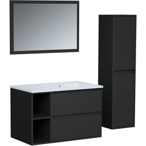 Ensemble , Set De Salle De Bain 80, Vanity+vasque+miroir Et Colonne