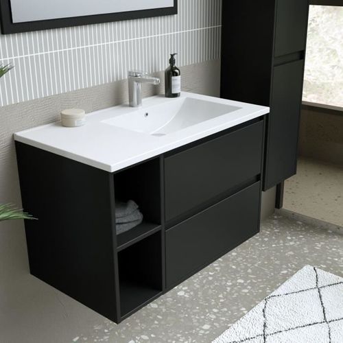 Ensemble , Set De Salle De Bain 80, Vanity+vasque+miroir Et Colonne