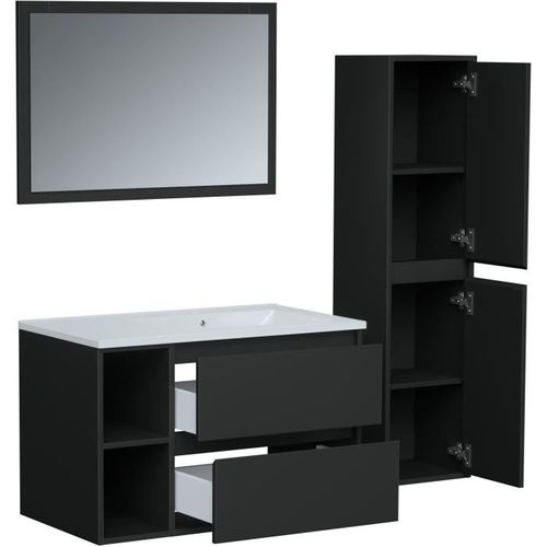 Ensemble , Set De Salle De Bain 80, Vanity+vasque+miroir Et Colonne