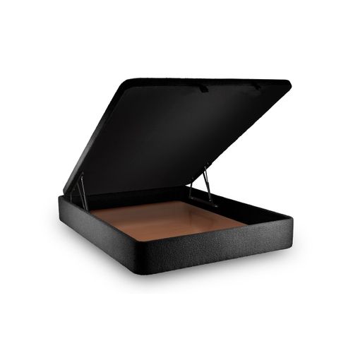 Lit Coffre 200x200cm Avec Tête De Lit Capitonnée Bouclette Noir - Hauteur Totale : 39cm