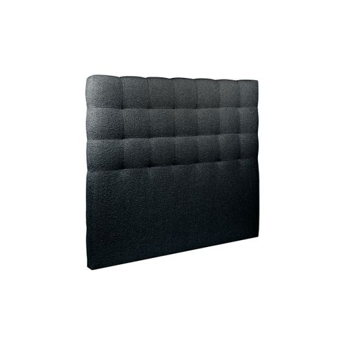 Lit Coffre 180x200cm Avec Tête De Lit Capitonnée Bouclette Noir - Hauteur Totale : 39cm