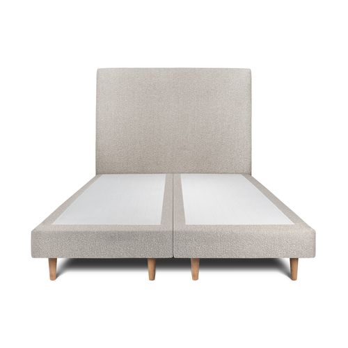 Lit 180x200cm Avec Tête De Lit Tapissier Bouclette Et Double Sommier Tapissier Gris Hauteur Totale :