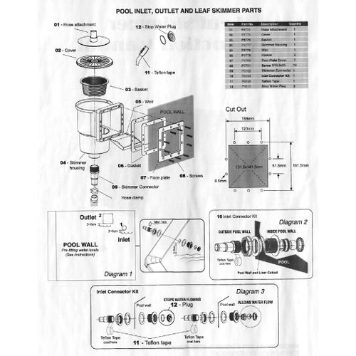 Waterclip - Ensemble Skimmer + Refoulement Piscine 15x14cm