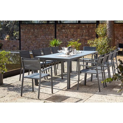 Olhao - Console Extensible Aluminium + 10 Chaises