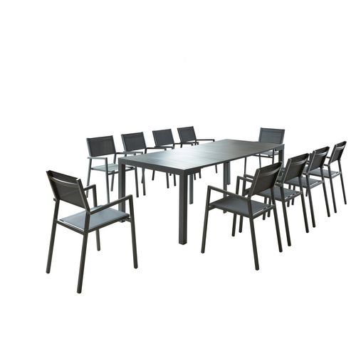 Olhao - Console Extensible Aluminium + 10 Chaises