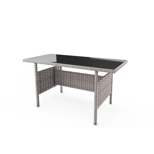 Modena - Salon De Jardin 7 Places En Résine Tressée Gris Clair Et Gris