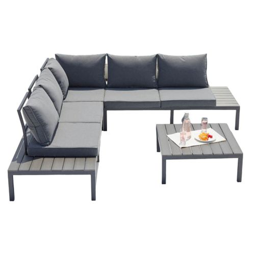 Fira - Salon De Jardin 5 Places Gris Foncé