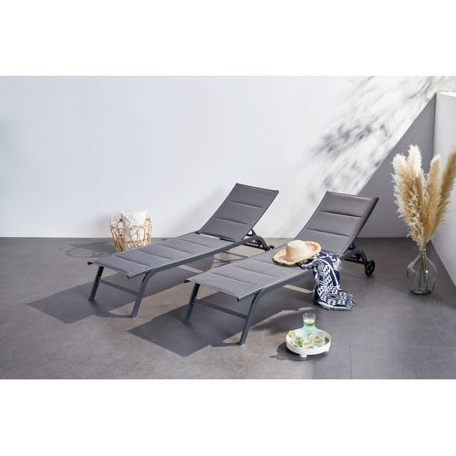 Lisboa - Lot De 2 Transats Aluminium Gris Foncé