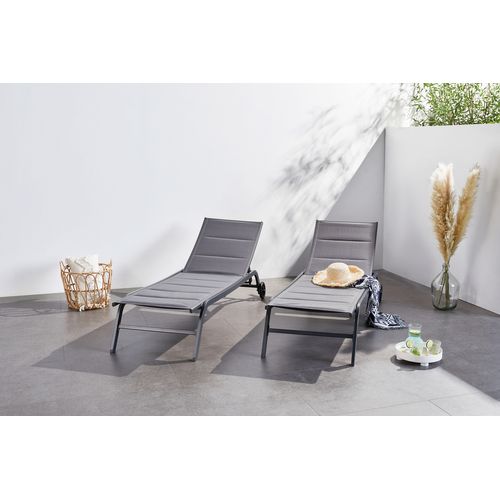 Lisboa - Lot De 2 Transats Aluminium Gris Foncé