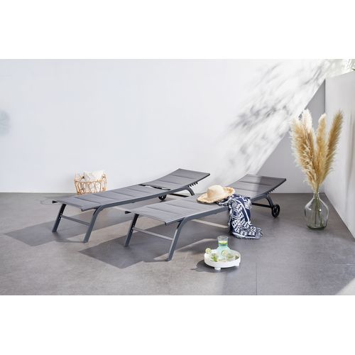 Lisboa - Lot De 2 Transats Aluminium Gris Foncé