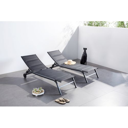 Lisboa - Lot De 2 Transats Aluminium Noir