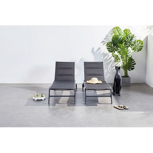 Lisboa - Lot De 2 Transats Aluminium Noir