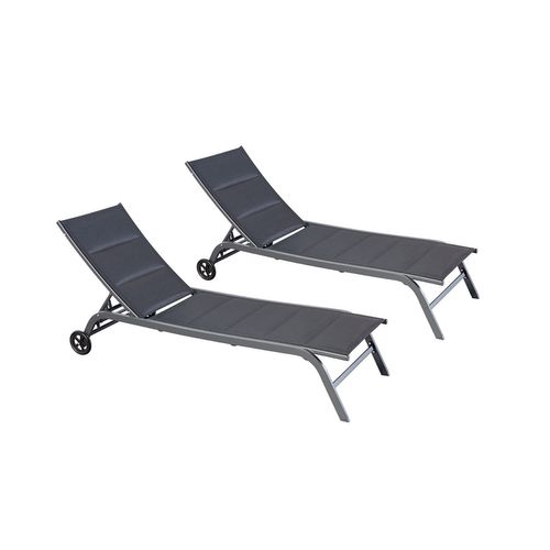 Lisboa - Lot De 2 Transats Aluminium Noir