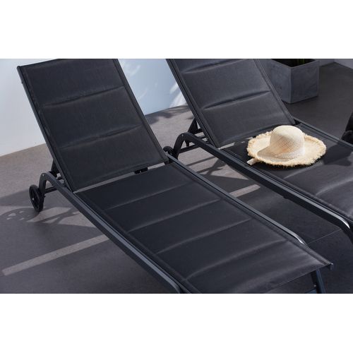 Lisboa - Lot De 2 Transats Aluminium Noir