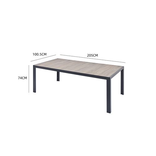 Lagos - Table Aluminium Et Plateau Effet Bois 10 Personnes