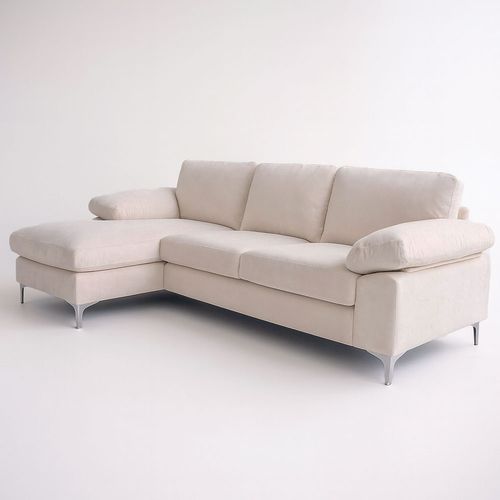 Galway - Canapé D'angle Gauche 4-5 Places Velours Beige