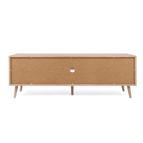 Tivat - Meuble TV En Bois Avec Placards En Cannage 150cm