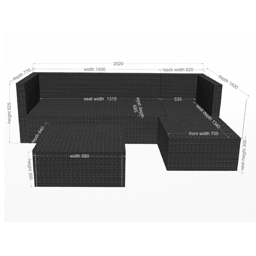 Lecci - Salon De Jardin En Résine Tressée 4 Places Gris/gris Clair
