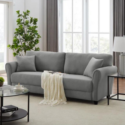 Lucerne - Canapé Droit En Tissu 4 Places Gris Clair