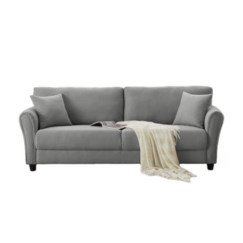 Lucerne - Canapé Droit En Tissu 4 Places Gris Clair