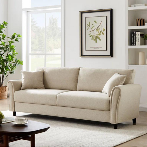 Lucerne - Canapé Droit En Tissu 4 Places Beige