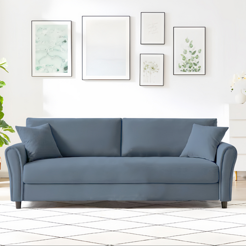 Lucerne - Canapé Droit En Tissu 4 Places Bleu Clair