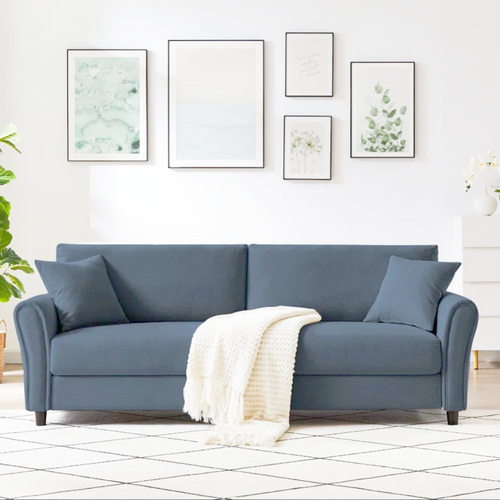 Lucerne - Canapé Droit En Tissu 4 Places Bleu Clair