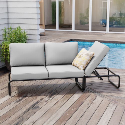 Sorrento - Salon De Jardin Canapé Modulable 2-3 Places Gris En Aluminium