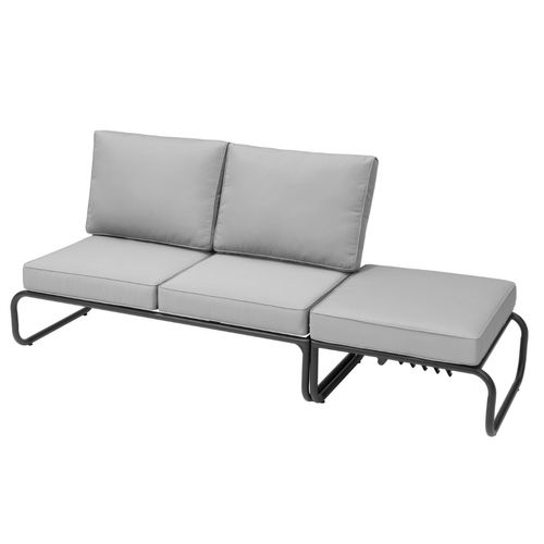 Sorrento - Salon De Jardin Canapé Modulable 2-3 Places Gris En Aluminium