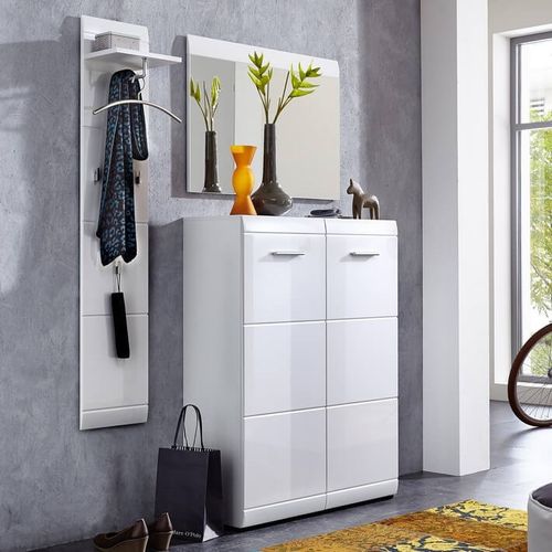 Meuble à Chaussures Blanc Brillant 24 Paires Alama