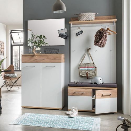 Banc à Chaussures Blanc Et Bois Cheyenne - Coussin Pour Banc (49€)