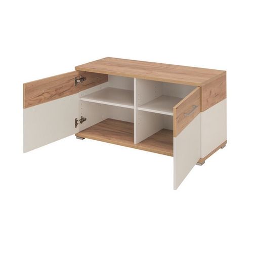 Banc à Chaussures Blanc Et Bois Cheyenne -