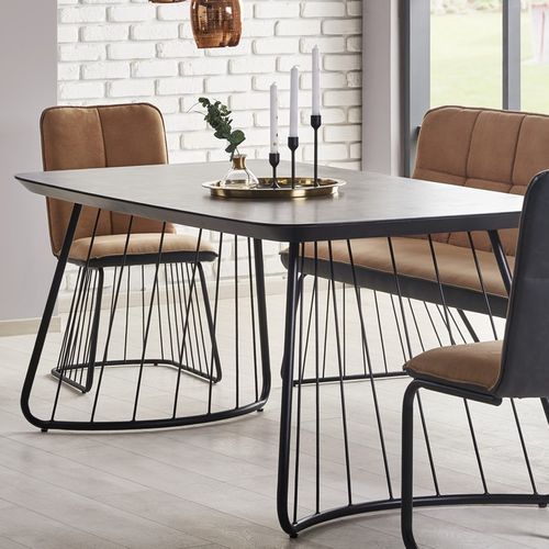 Table Industrielle Verre Et Métal 180x90cm Winter