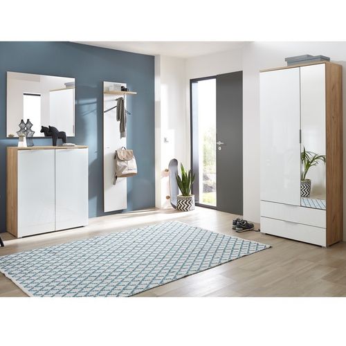 Armoire Entrée Scandinave Avec Penderie Et Miroir 196x84x40cm Rosvik