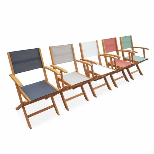 Fauteuils De Jardin En Bois Et Textilène - Almeria Terra Cotta - 2 Fauteuils Pliants En Bois
