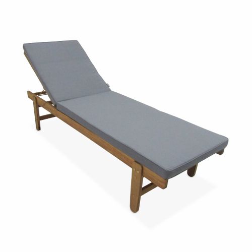 Set De 2 Bains De Soleil En Acacia – Arequipa – Transats Avec Coussins Gris Et Roulettes. Multi