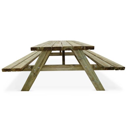 Table De Pique Nique Bois De Pin + 2 Bancs Rabattables En Bois. 6 Places - Panchina - Table De