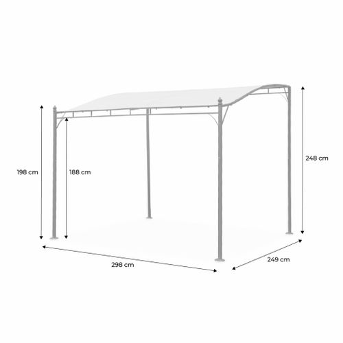 Pergola Adossée 3x2.5m - Brestum - Toile Grise - Pergola Murale